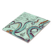 ティール(緑がかった色)触手オンティール(緑がかった色)ヴィンテージマップ タイル (側面)