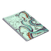 ティール(緑がかった色)触手オンティール(緑がかった色)ヴィンテージマップ ノートブック (右側)