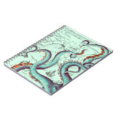 ティール(緑がかった色)触手オンティール(緑がかった色)ヴィンテージマップ ノートブック (左側)