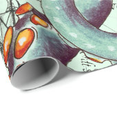 ティール（緑がかった色）触手オンティール（緑がかった色）ヴィンテージマップ ラッピングペーパー (ロールコーナー)