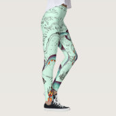 ティール(緑がかった色)触手オンティール(緑がかった色)ヴィンテージマップ レギンス (右)