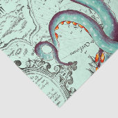 ティール（緑がかった色）触手オンティール（緑がかった色）ヴィンテージマップ 薄葉紙 (詳細)