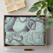 ティール（緑がかった色）触手オンティール（緑がかった色）ヴィンテージマップ 薄葉紙 (ギフト)