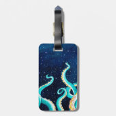ティール(緑がかった色)触手銀河系スターズウォーターカラー ラゲッジタグ (裏面縦)