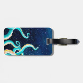 ティール(緑がかった色)触手銀河系スターズウォーターカラー ラゲッジタグ (裏面横)