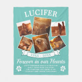 ティール（緑がかった色）記念犬写真 フリースブランケット (正面)