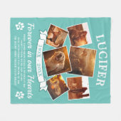 ティール（緑がかった色）記念犬写真 フリースブランケット (正面(横))