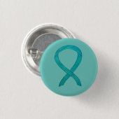 ティール（緑がかった色）認識度リボンカスタムラペルピン 缶バッジ (正面&裏面)