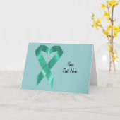 ティール(緑がかった色)認識度リボン(カスタマイズ可能) カード (黄色い花)