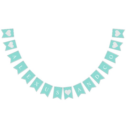 ティール（緑がかった色）誕生日ブライダルシャワーパーティー パーソナライズされた バンティングフラッグ (全)