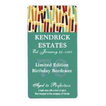 ティール（緑がかった色）誕生日ワインラベル(375ml)