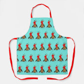 ティール（緑がかった色）、赤と黒のカーディオドラマーズエプロン エプロン (正面)