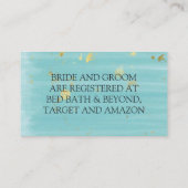 ティール(緑がかった色)赤オレンジ色のバラ結婚金ゴールドのレジストリ エンクロージャーカード (裏面)