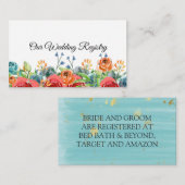 ティール(緑がかった色)赤オレンジ色のバラ結婚金ゴールドのレジストリ エンクロージャーカード (正面/裏面)