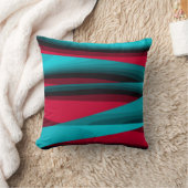 ティール(緑がかった色)赤抽象芸術 クッション (ブランケット)