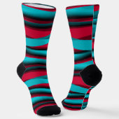 ティール（緑がかった色）赤抽象芸術 ソックス (傾斜あり)