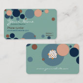ティール（緑がかった色）赤面とブルーカラーの浮き出し泡 名刺 (正面/裏面)