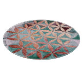 ティール（緑がかった色）赤面ピンクパステル抽象芸術水の色パターン カッティングボード (角)