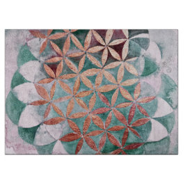 ティール（緑がかった色）赤面ピンクパステル抽象芸術水の色パターン カッティングボード