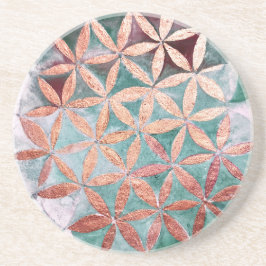 ティール（緑がかった色）赤面ピンクパステル抽象芸術水の色パターン コースター