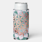ティール（緑がかった色）赤面ピンクパステル抽象芸術水の色パターン スリム缶クーラー (Seltzer正面)