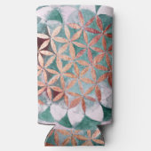 ティール（緑がかった色）赤面ピンクパステル抽象芸術水の色パターン スリム缶クーラー (裏面)