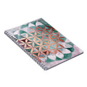 ティール(緑がかった色)赤面ピンクパステル抽象芸術水の色パターン ノートブック (右側)