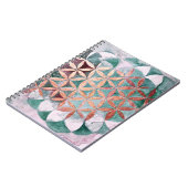 ティール(緑がかった色)赤面ピンクパステル抽象芸術水の色パターン ノートブック (左側)