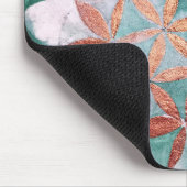 ティール（緑がかった色）赤面ピンクパステル抽象芸術水の色パターン マウスパッド (コーナー)