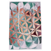 ティール（緑がかった色）赤面ピンクパステル抽象芸術水の色パターン ミディアムペーパーバッグ (裏面)