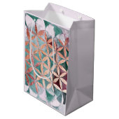 ティール（緑がかった色）赤面ピンクパステル抽象芸術水の色パターン ミディアムペーパーバッグ (裏面アングル)