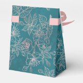 ティール(緑がかった色)赤面ピンク | カスタムウェディング フェイバーボックス (裏面サイド)