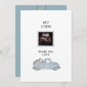 ティール(緑がかった色)超音波トラックおもしろいベビーありがとう サンキューカード (正面/裏面)