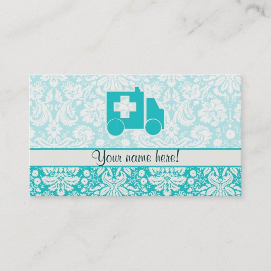 ティール(緑がかった色)車 名刺 (正面)