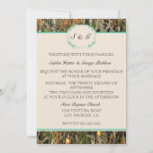 ティール(緑がかった色)迷彩柄素朴狩り結婚式招待状 招待状 (裏面)