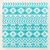 ティール（緑がかった色）部グランジ族パアステカターン ガラスコースター (正面)