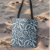 ティール(緑がかった色)部族インスパイア抽象芸術 トートバッグ