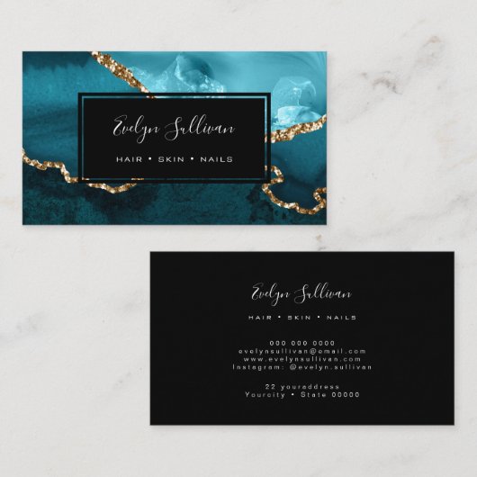 ティール（緑がかった色）酸 名刺 (正面/裏面)