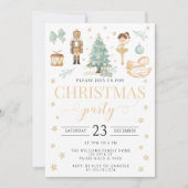 ティール（緑がかった色）金ゴールドくるみ割りバレエのクリスマスパーティー シーズンカード (正面)