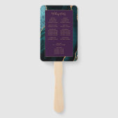 ティール(緑がかった色)金ゴールドアガテパープル結婚式 プログラム ハンドファン (裏面)