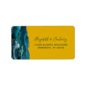 ティール（緑がかった色）金ゴールドアガテマスタード結婚ズ差出人住所 ラベル (正面)