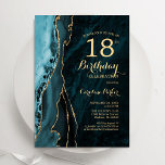 ティール（緑がかった色）金ゴールドアガテ18誕生日 招待状<br><div class="desc">ティール（緑がかった色）と金ゴールドアガテ18th誕生日パーティーの招待。モダンターコイズ水エレガント色agate marble geode背景、グリッター金ゴールドおよびタイポグラフィスクリプトフォントを特徴とするデザイン。トレンディー招待状カードは女性スタイリッシュの日のお祝いに最適。印刷されたZazzle招待状または即時ダウンロードのデジタル印刷可能なテンプレート。</div>