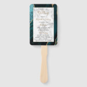 ティール（緑がかった色）金ゴールドアガートマーブル結婚式 プログラム ハンドファン (正面)