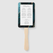 ティール（緑がかった色）金ゴールドアガート結婚式 プログラム ハンドファン (裏面)