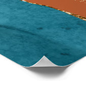 ティール（緑がかった色）金ゴールドアガート12テーブル結婚の座席 ポスター (角)