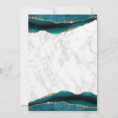 ティール（緑がかった色）金ゴールドアゲイトとマーブル結婚ズ 招待状 (裏面)