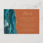 ティール(緑がかった色)金ゴールドアゲテリカンオレンジ結婚の詳細 エンクロージャーカード (正面)