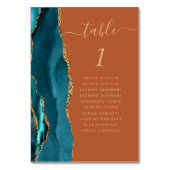 ティール（緑がかった色）金ゴールドアゲテリカンオレンジ結婚ズ テーブルナンバー (裏面)