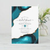 ティール(緑がかった色)金ゴールドアゲートブライダルシャワー 招待状 (スタンド正面)