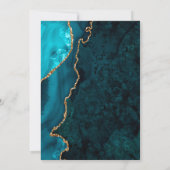 ティール(緑がかった色)金ゴールドアゲートブライダルシャワー 招待状 (裏面)